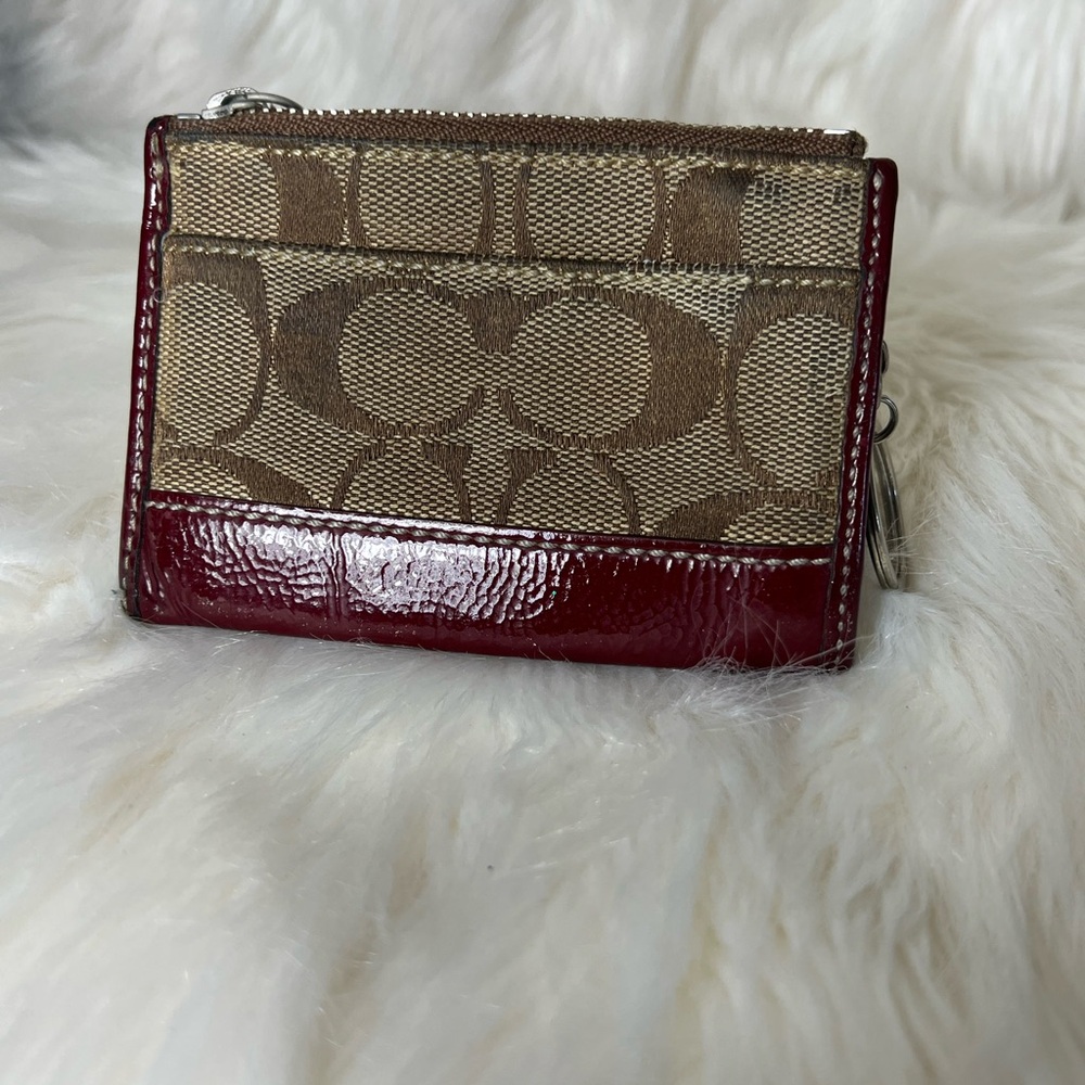 Coach Jacquard Signature Logo Key Chain Card Holder Wallet - Picture 3 of 5